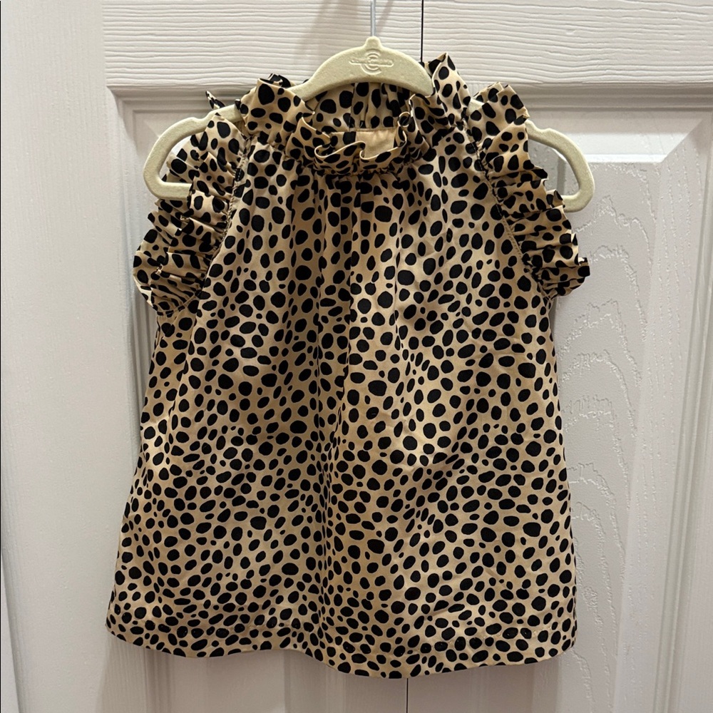 Janie and Jack Black and Tan Polka Dot Blouse